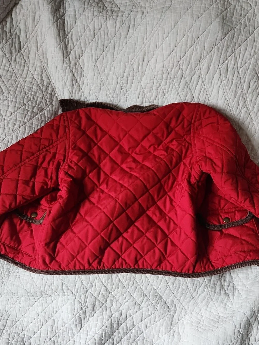 Gymboree Quilted Red Puffer Jacket with Brown Trim 2t/3t